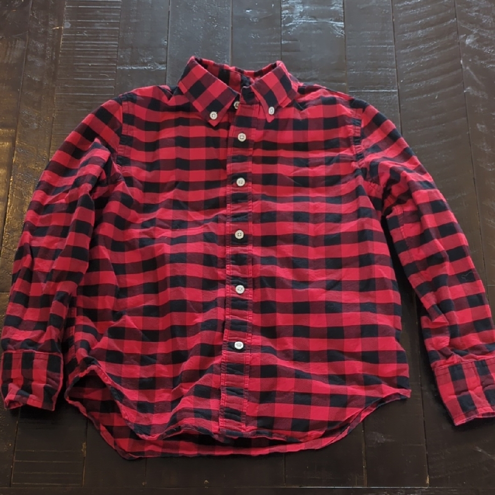 Red and Black Plaid Boys flannel Shirt